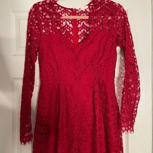 Lulus red lace romper size medium gorgeous!